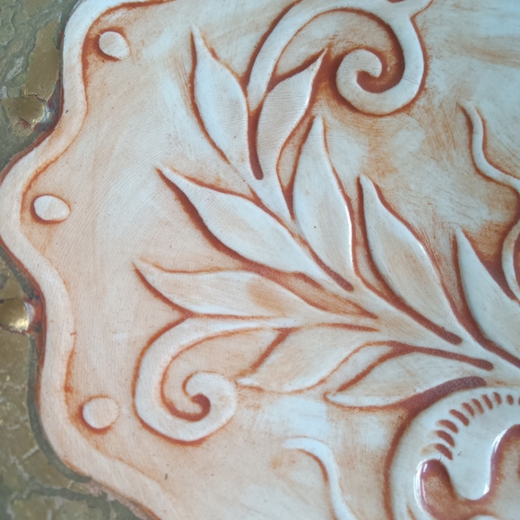 Etched Bird w Floral Design Hand Made Mixed Media Bowl - Picture 4 of 9